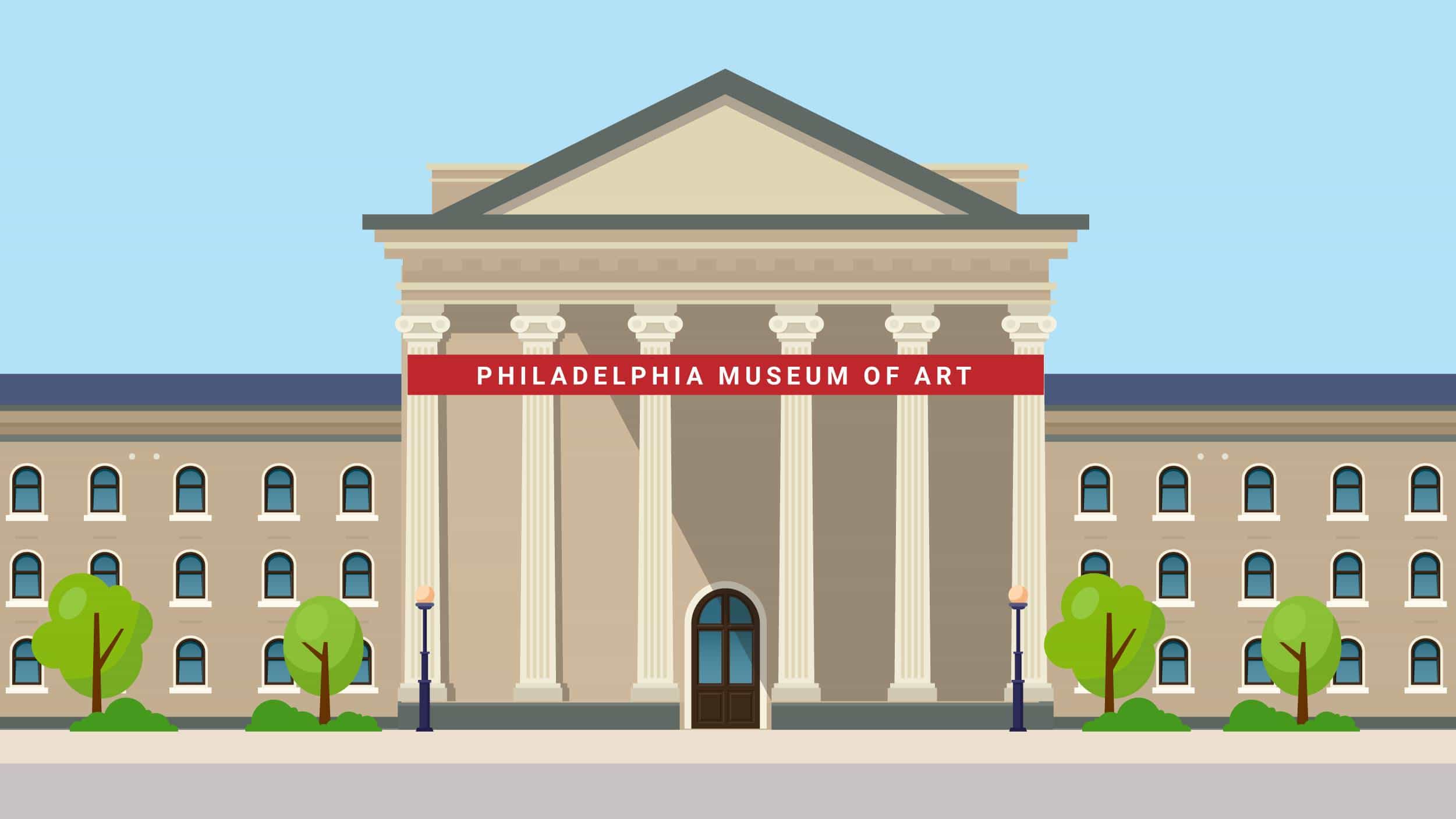 An illustration of the Philadelphia Museum of Art.